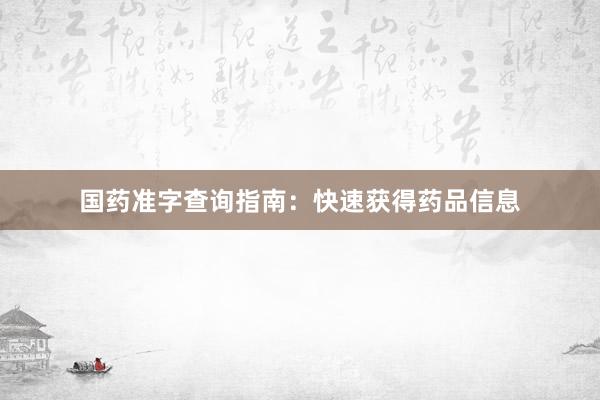 国药准字查询指南：快速获得药品信息