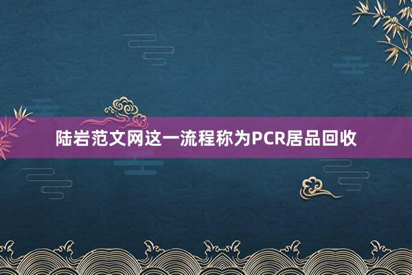 陆岩范文网这一流程称为PCR居品回收